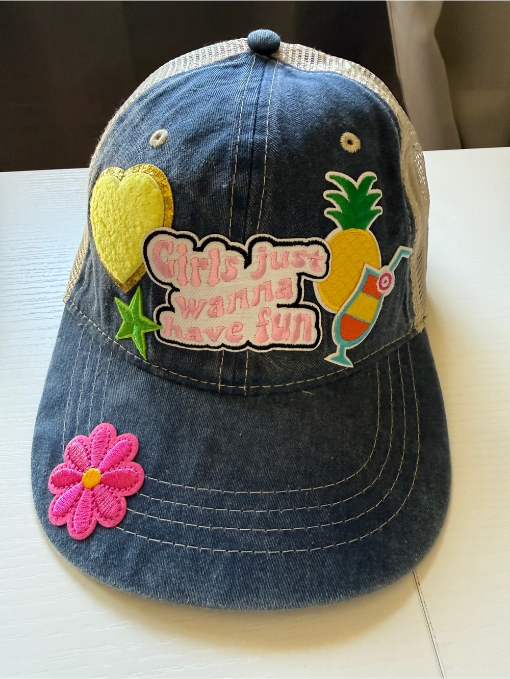Girls Just Wanna Have Fun Trucker Patch Hat Cap Mesh SnapBack OS Summer Beach